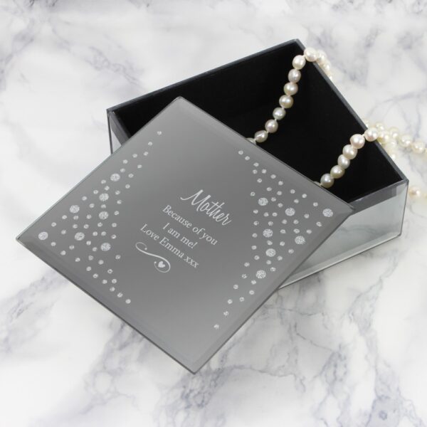 Personalised Any Message Swirls & Hearts Diamante Glass Trinket Box - Image 8