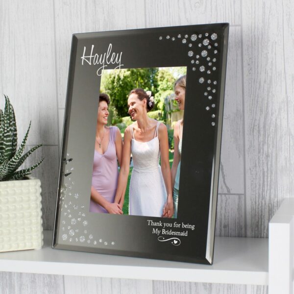 Personalised Swirls & Hearts Diamante 6x4 Glass Photo Frame - Image 5