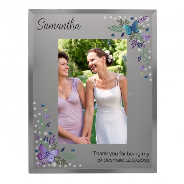 Personalised Butterfly 6x4 Diamante Glass Photo Frame - Image 2