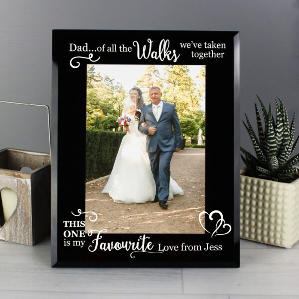 Personalised Of All the Walks... Wedding 7x5 Black Glass Photo Frame