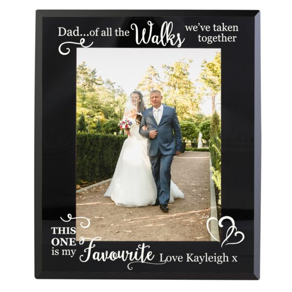 Personalised Of All the Walks... Wedding 7x5 Black Glass Photo Frame - Image 2