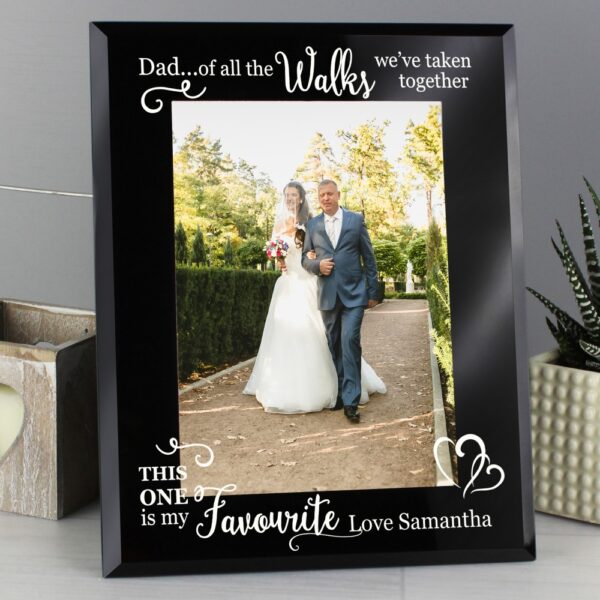 Personalised Of All the Walks... Wedding 7x5 Black Glass Photo Frame - Image 3