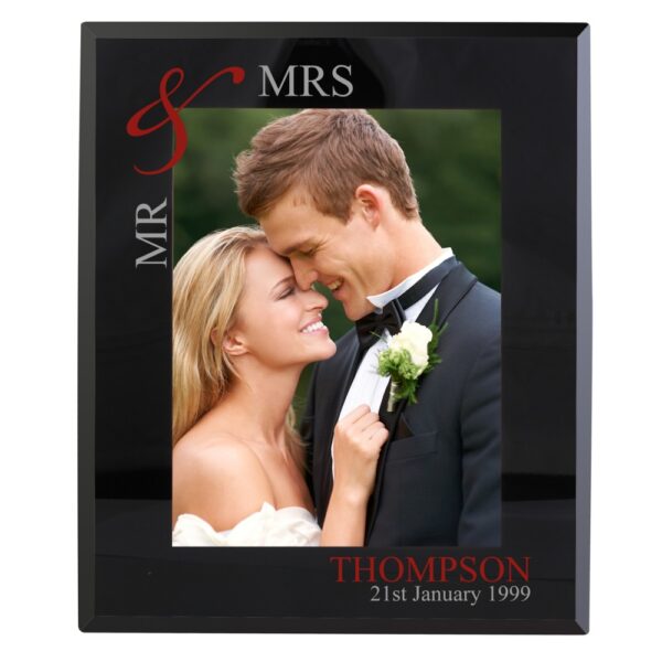 Personalised Ruby Couples 7x5 Black Glass Photo Frame - Image 2