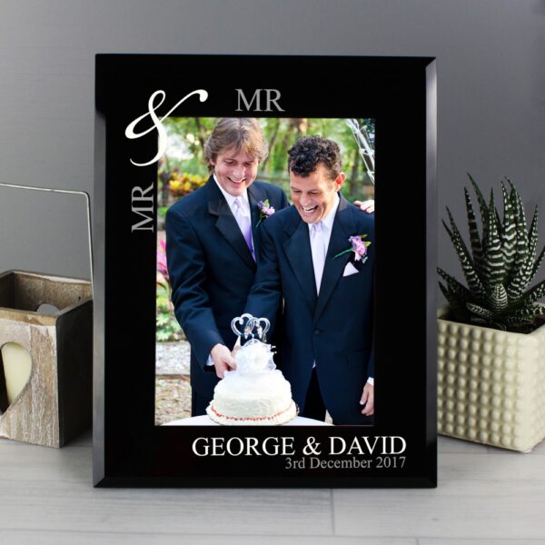 Personalised Silver Couples 7x5 Black Glass Photo Frame - Image 4