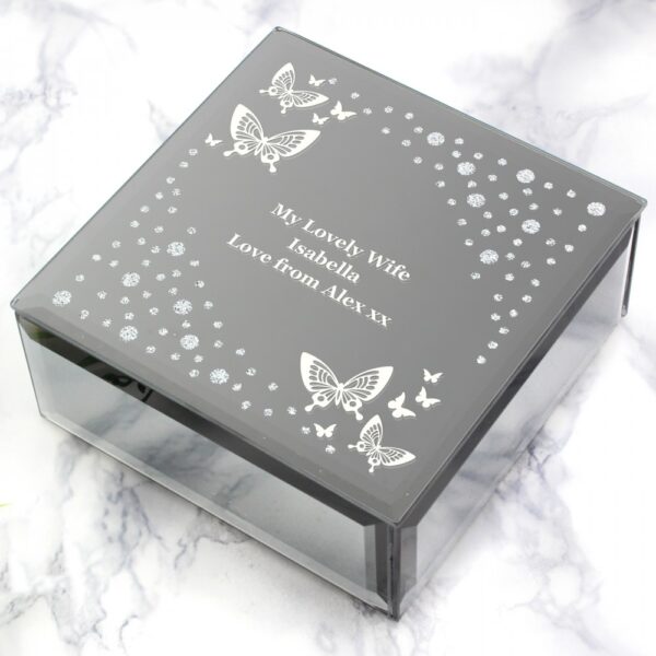 Personalised White Butterfly Diamante Glass Trinket Box - Image 5