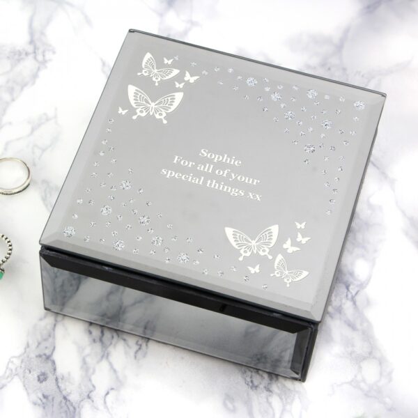 Personalised White Butterfly Diamante Glass Trinket Box - Image 6