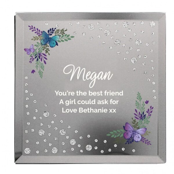 Personalised Floral Butterfly Diamante Glass Trinket Box - Image 2