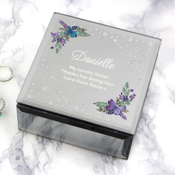 Personalised Floral Butterfly Diamante Glass Trinket Box - Image 4