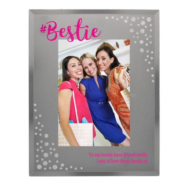 Personalised Bestie 6x4 Diamante Glass Photo Frame - Image 2