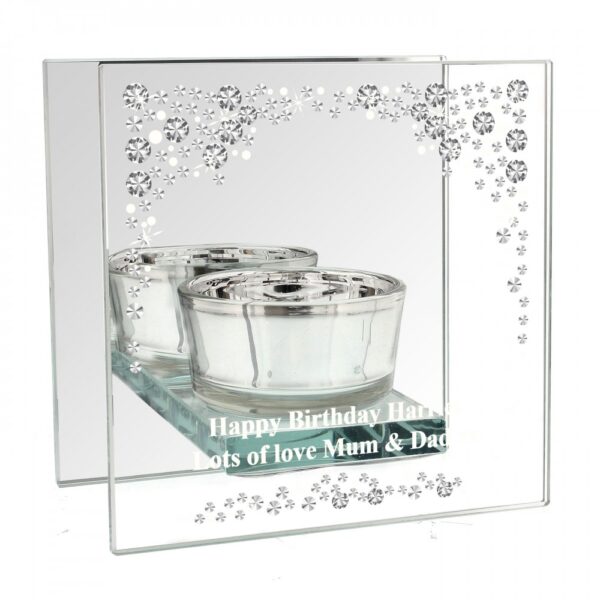 Personalised Diamante Mirrored Glass Tea Light Candle Holder - Image 4