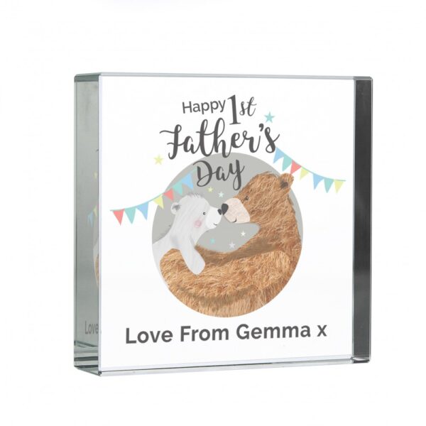 Personalised 1st Father's Day Daddy Bear Large Crystal Token - Image 2