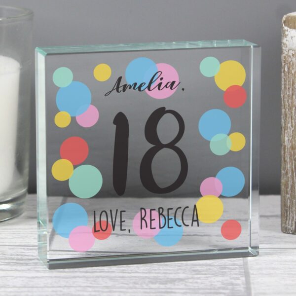 Personalised Birthday Colour Confetti Large Crystal Token - Image 3