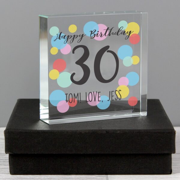 Personalised Birthday Colour Confetti Large Crystal Token - Image 4