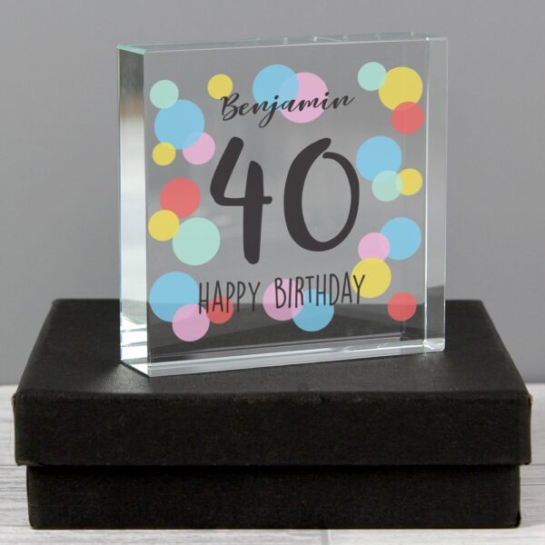 Personalised Birthday Colour Confetti Large Crystal Token - Image 5