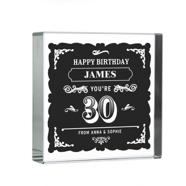 Personalised Birthday Vintage Typography Large Crystal Token - Image 2