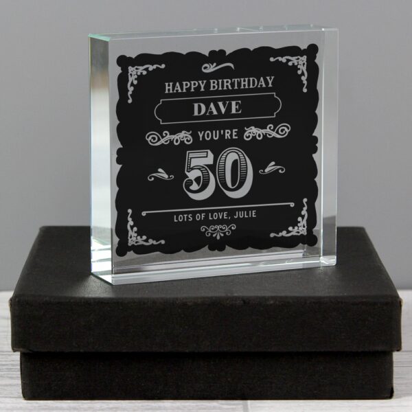 Personalised Birthday Vintage Typography Large Crystal Token - Image 3