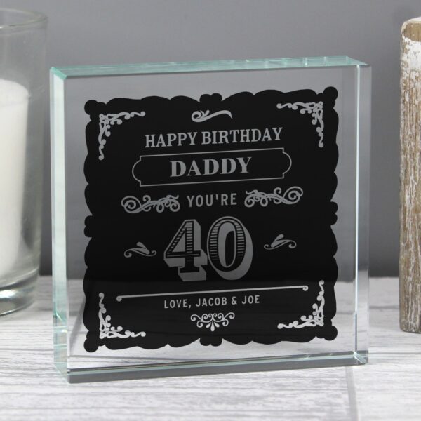 Personalised Birthday Vintage Typography Large Crystal Token - Image 5