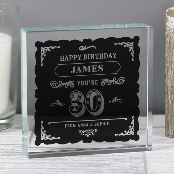 Personalised Birthday Vintage Typography Large Crystal Token - Image 6