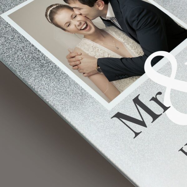Personalised Mr & Mrs 4x4 Glitter Glass Photo Frame - Image 5