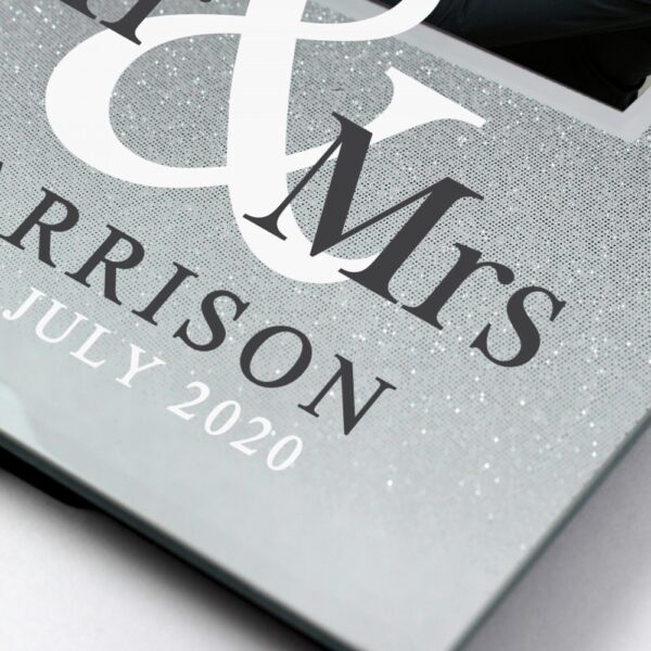 Personalised Mr & Mrs 4x4 Glitter Glass Photo Frame - Image 6