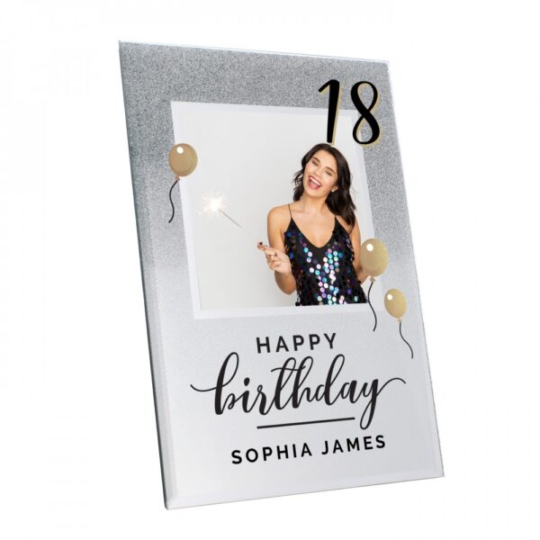 Personalised Birthday 4x4 Glitter Glass Photo Frame - Image 2