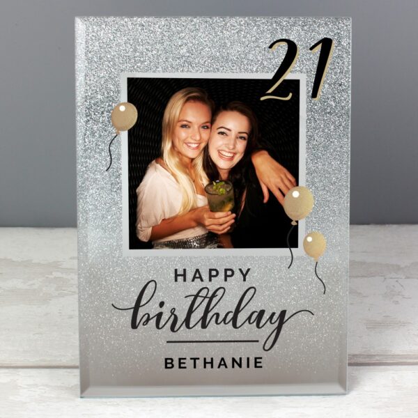 Personalised Birthday 4x4 Glitter Glass Photo Frame - Image 3