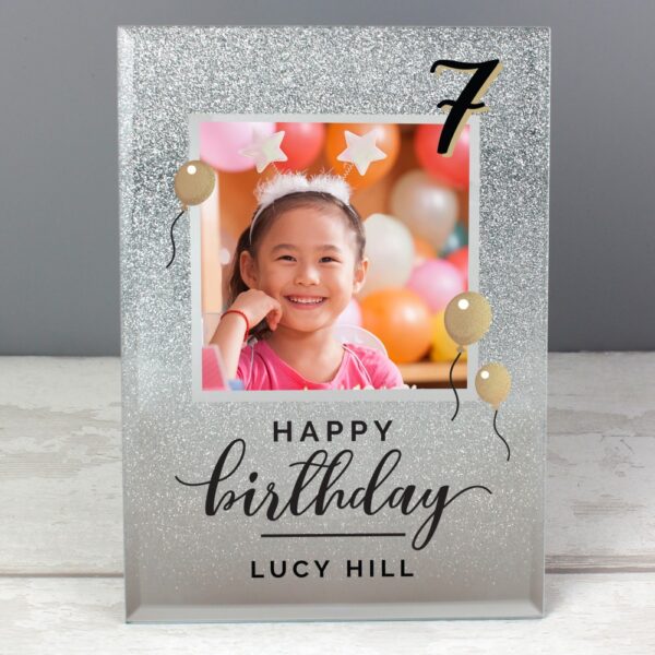 Personalised Birthday 4x4 Glitter Glass Photo Frame - Image 4