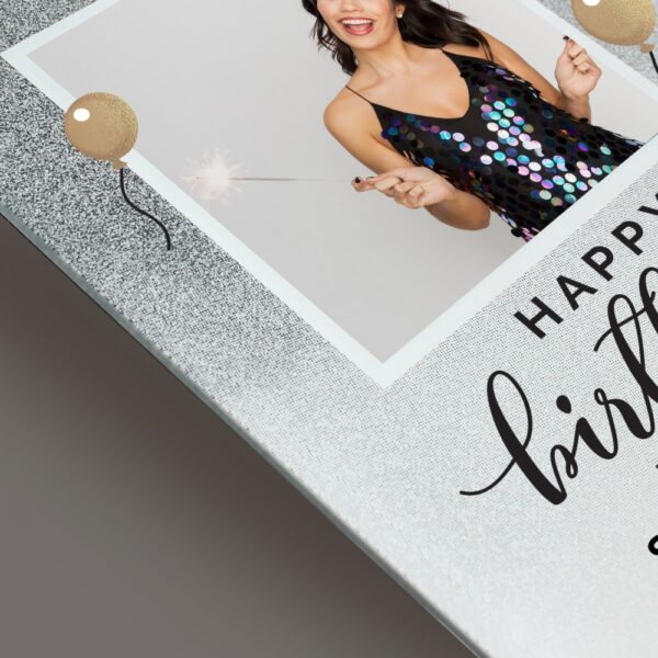 Personalised Birthday 4x4 Glitter Glass Photo Frame - Image 5