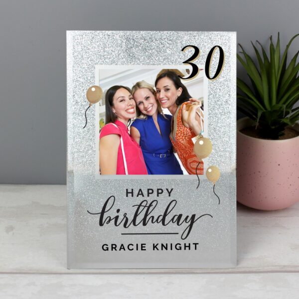 Personalised Birthday 4x4 Glitter Glass Photo Frame - Image 7