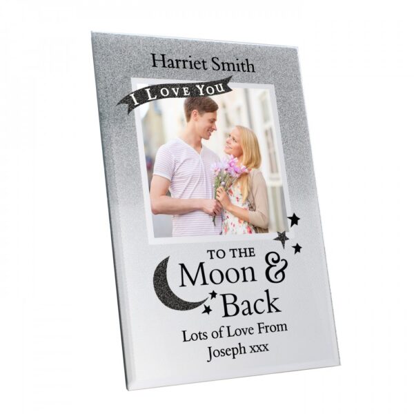 Personalised To the Moon and Back 4x4 Glitter Glass Photo Frame - Image 2