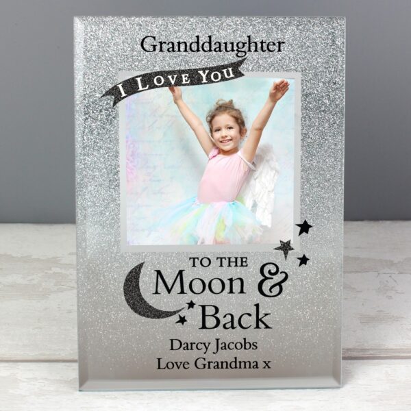 Personalised To the Moon and Back 4x4 Glitter Glass Photo Frame - Image 3