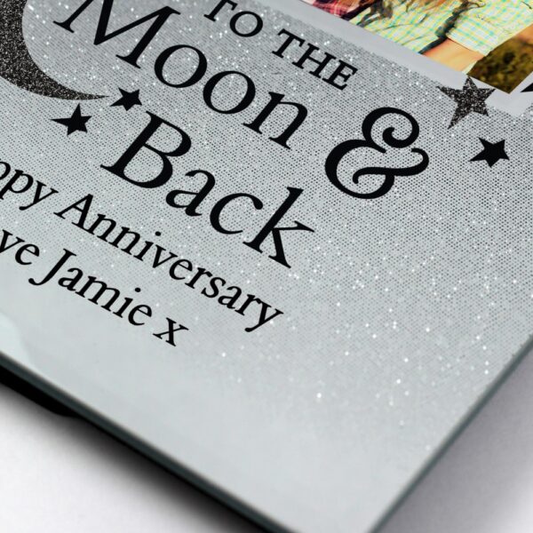 Personalised To the Moon and Back 4x4 Glitter Glass Photo Frame - Image 6