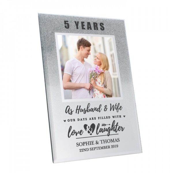 Personalised Anniversary 4x4 Glitter Glass Photo Frame - Image 2