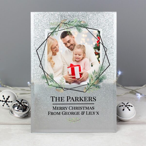 Personalised Geo Leaves 4x4 Glitter Glass Photo Frame - Image 3