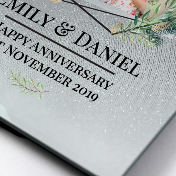 Personalised Geo Leaves 4x4 Glitter Glass Photo Frame - Image 7