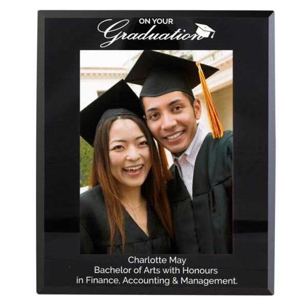 Personalised Graduation Black Glass 7x5 Photo Frame - Image 2