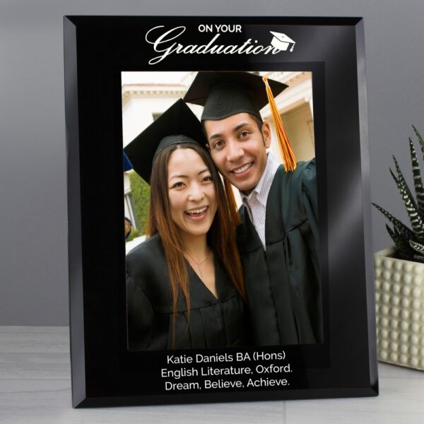 Personalised Graduation Black Glass 7x5 Photo Frame - Image 3