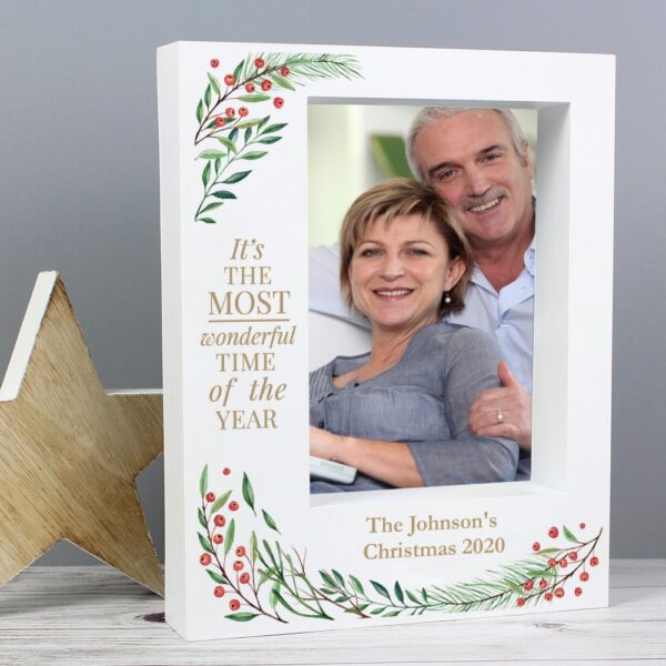 Personalised 'Wonderful Time of The Year Christmas' 7x5 Box Photo Frame