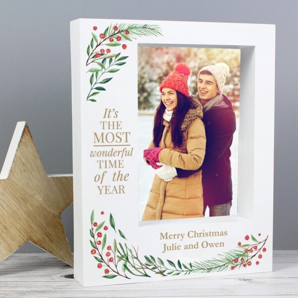 Personalised 'Wonderful Time of The Year Christmas' 7x5 Box Photo Frame - Image 4