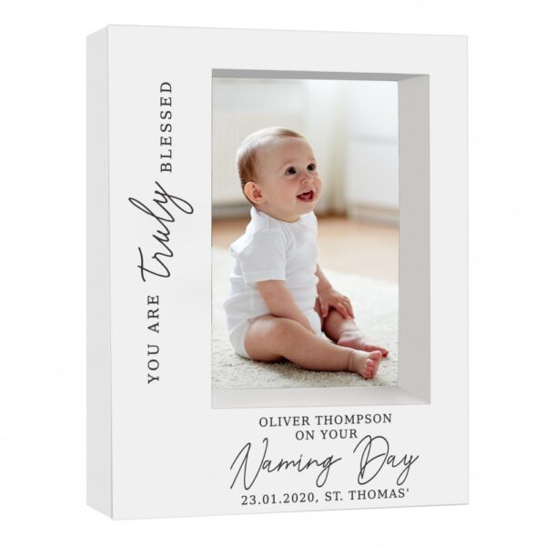 Personalised 'Truly Blessed' Naming Day 7x5 Box Photo Frame - Image 2