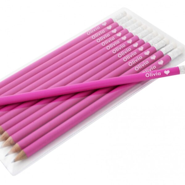 Personalised Heart Motif Pink Pencils - Image 2