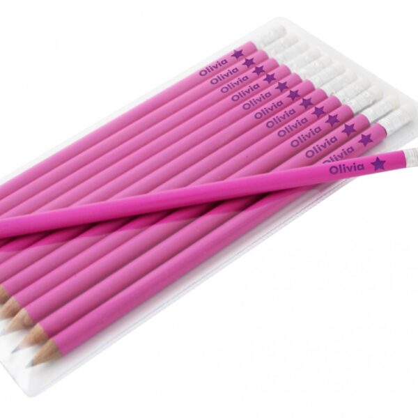 Personalised Star Motif Pink Pencils - Image 2