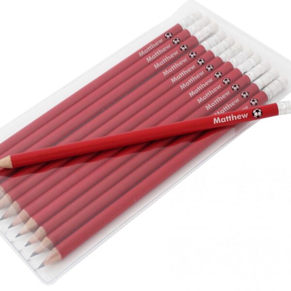 Personalised Football Motif Red Pencils - Image 2