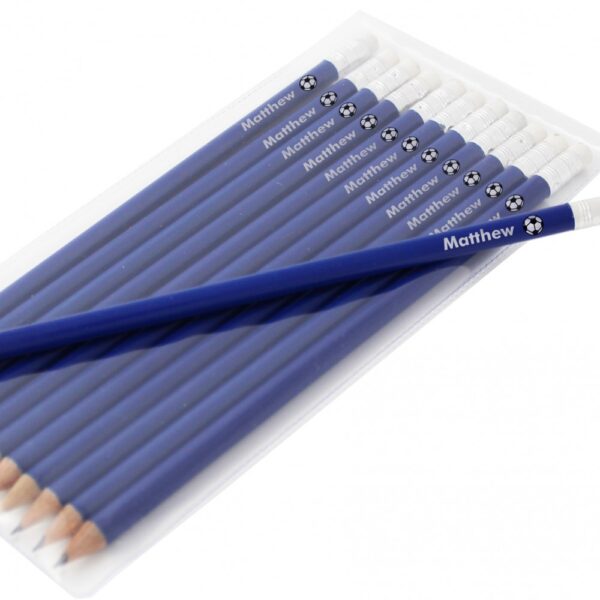 Personalised Football Motif Blue Pencils - Image 2