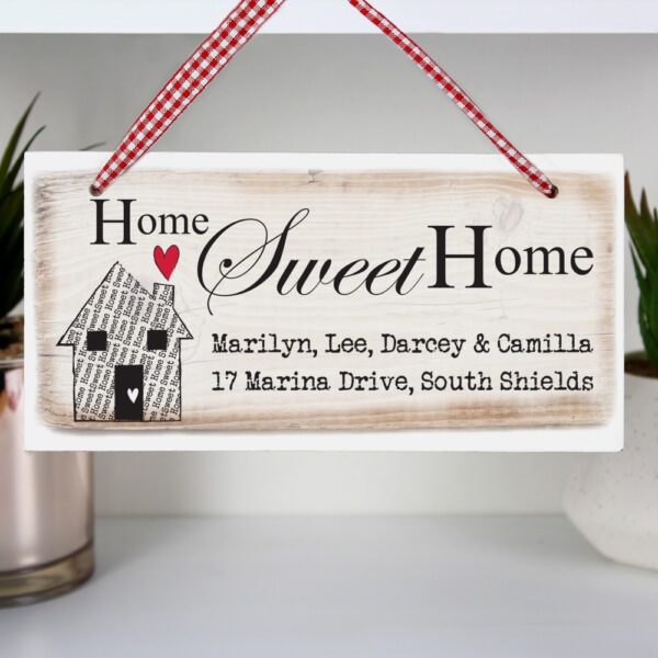 Personalised Home Sweet Home Wooden Sign