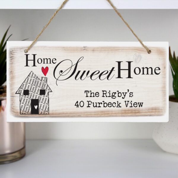 Personalised Home Sweet Home Wooden Sign - Image 3