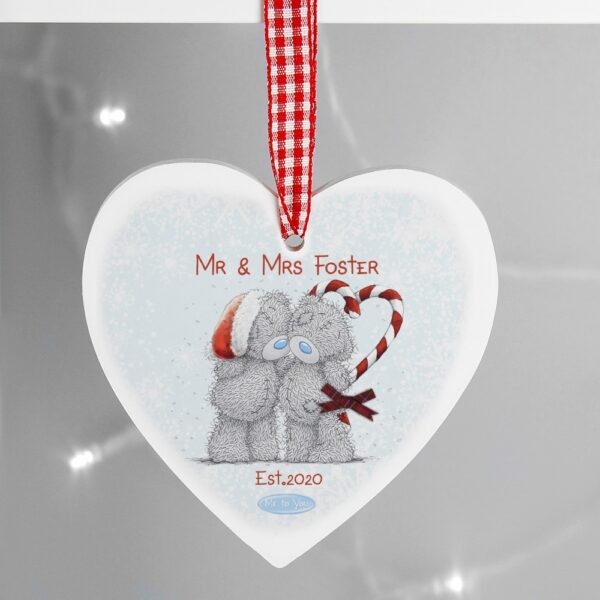 Personalised Me To You Couple Christmas Wooden Heart Decoration - Image 3