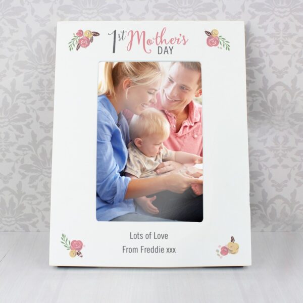Personalised Floral Bouquet 1st Mothers Day 6x4 Photo Frame - Image 3