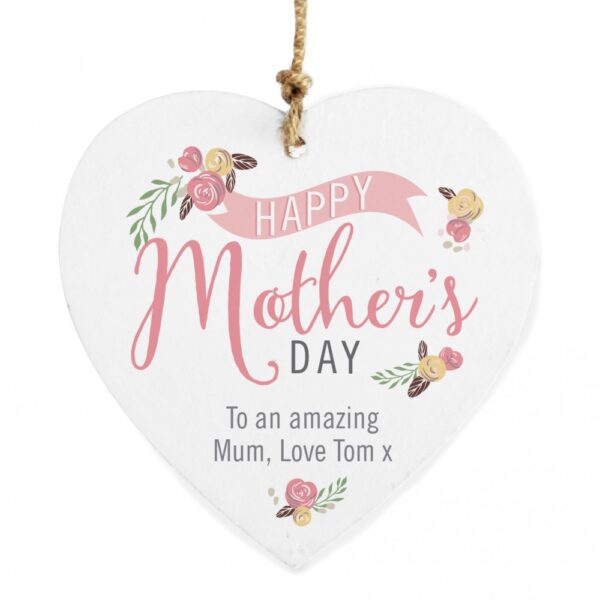 Personalised Floral Bouquet Mother's Day Wooden Heart Decoration - Image 2