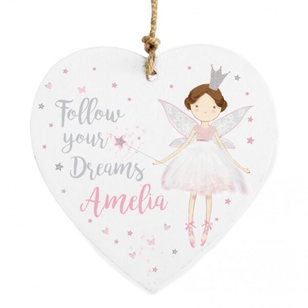 Personalised Fairy Princess Wooden Heart Decoration - Image 2